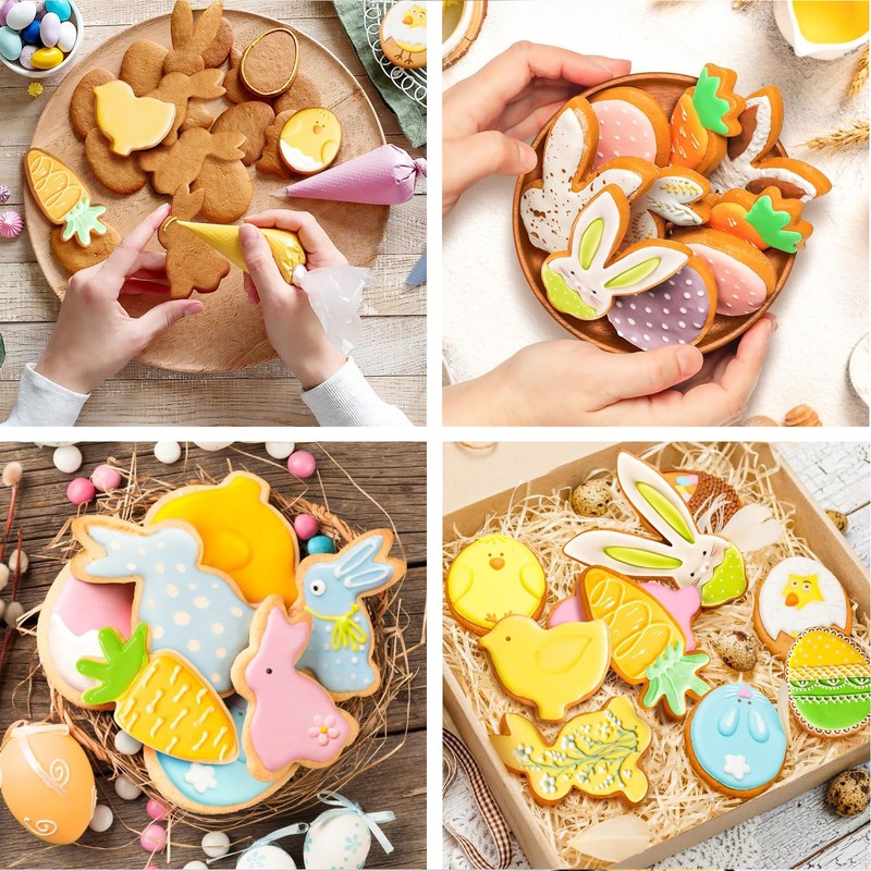 Hebterrka Easter Cookie Cutters Set, Stainless Steel, 5 Pieces, Easter