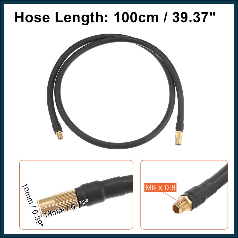 TUCKBOLD 100cm Car Tire Inflator Extension Hose Adapter Black Copper