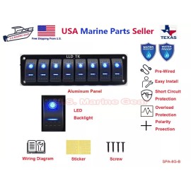 SPA-8G-B 8 Gang Toggle Rocker ON OFF Switch Panel Dash Boat Marine Truck RV