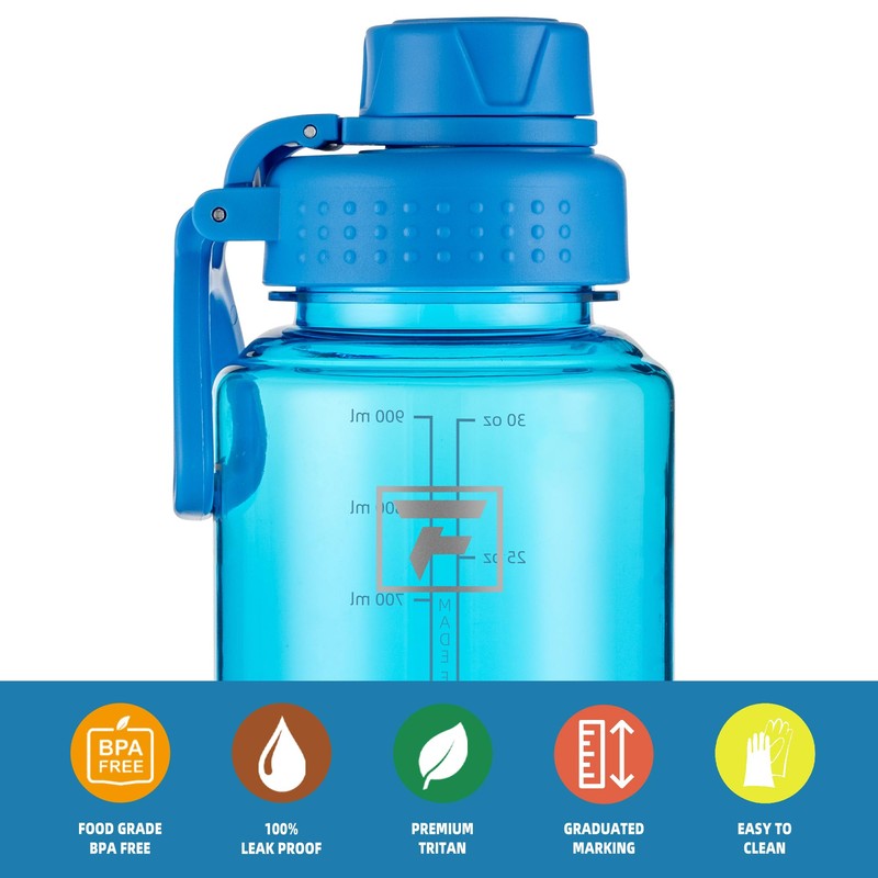 Fanhaw 32 oz Clear BPA-Free Tritan Water Bottle with Fast-Flow