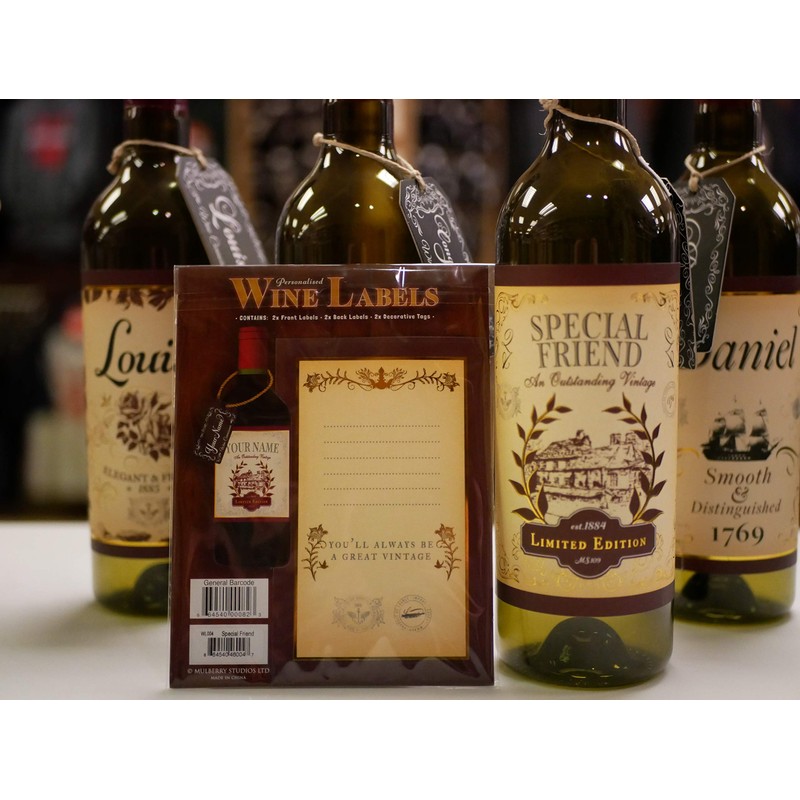 Mulberry Studios Sandra Wine Label, 2 Front and Back Labels