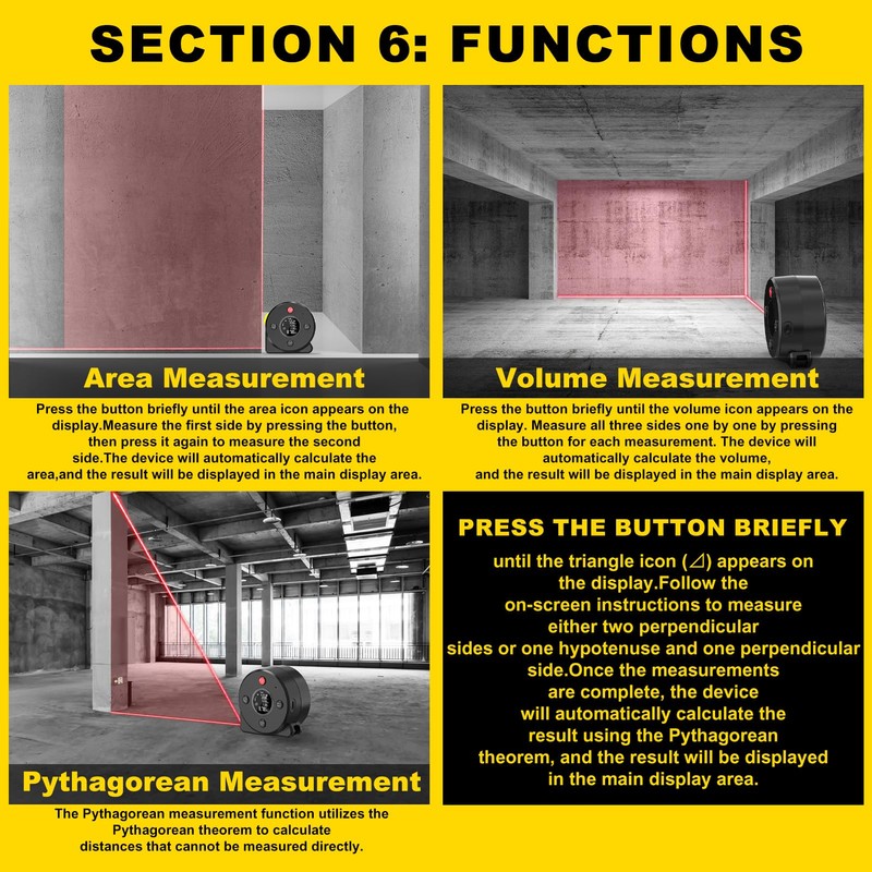 2-in-1 Laser Tape Measure 197Ft Rechargeable Digital Tape Measure A