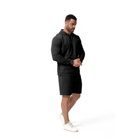 Men's Tracksuits Sweatsuits for Men Track Suits 2 piece Set Casual Hoodie Shorts Jogger Set Athletic Hooded Jogging Suit (BK L)