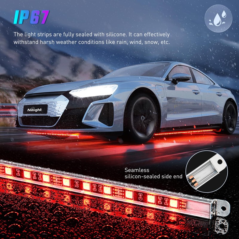 Nilight 4Pcs Aluminum Underglow Neon Accent Strip Lights 396 LEDs