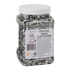 UNICORN BLEND BLACK TIE AFFAIR-Gluten-free,Egg Free,Nuts Free,Kosher,Sprinkle Medley Mix,For Baking,Decorating,Cookies,Cupcakes,Cakes,Topping,Jimmies,Large,Bulk Candy,Sugar Shapes