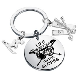 CHOORO Snowboarding Gift Life Is Better On The Slopes Keychain Skiing Gifts for Skier Ski Lovers Ski Coach Gift (Life Is Better On The Slopes- K)