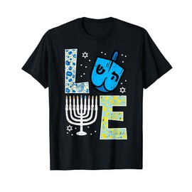 Love Dreidel Menorah Jew Hanukkah Chanukah Men Women Kids T-Shirt
