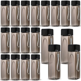Mifoci 20 Pieces Water Bottle Bulk 17 oz Plastic Water Bottles Bulk Gym Sports Adults Reusable Large Water Bottles for Outdoor Fitness(Black,Rectangle)