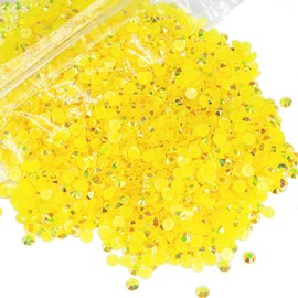 qiipii 15700PCS 3mm Lemon Yellow AB Resin Rhinestones for Crafting Citrine Flatback Jelly Stones Bulk SS10 Diamonds Crystals Gems Diamonds for Nails Face Eyes Makeup Tumblers Bottles DIY Crafts Decor
