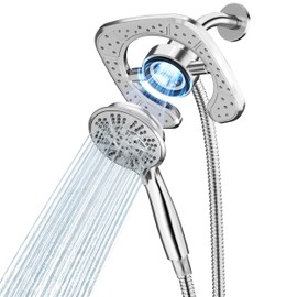 PRIMSOPH Shower Head Handheld Spray 10 Mode Spray Settings Magnetic Docking Detachable Showerhead Dual Rainfall Combo Automatically Switch Design High Presure Stainless Steel Hose Chrome