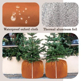 UNIFAMILY 2 Packs Plant Pot Covers for Winter with Drawstring and Zipper, Brown Plant Covers Freeze Protection, Plants Frost Protect Bags, Potted Plant Covers Frost Protection (Brown-L-25.6x19.6IN)