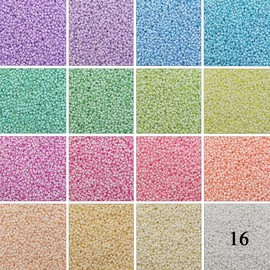 INSPIRELLE Size Almost Uniform 80 Gram 12/0 (2mm) Glass Round Seed Beads for Craft Jewelry Making, 16 Opaque AB Pastel Colors