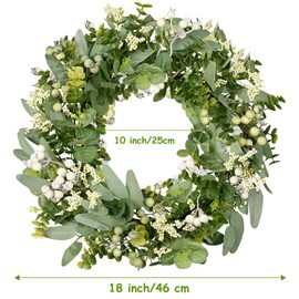 COLORSPEC Eucalyptus Wreath for Front Door, 46 cm/18 inch Spring Summer Green Wreath, Lifelike Artificial Small Door Wreath Decoration for Farmhouse, Wedding, Home, Window, Wall, Fireplace