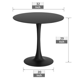 Forsho 32" Small Round Dining Table/Tulip Table, Mid Century Modern Circle Dining Table with Pedestal Base for 2 to 4 Person (Black)