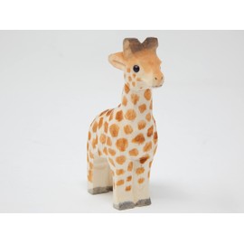 Selsela Giraffe Safari Zoo Keychain Ring Clip Charm Miniature Wood Mini Figurine Small Animal