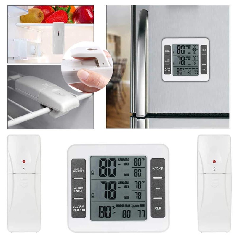 Suplong Wireless Thermometer Indoor Digital Temperature Sensor Fridge Thermometer Waterproof