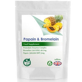 Papain and Bromelain (Vegan) Protein Digesting Proteolytic Enzymes Complex (Pack of 60)