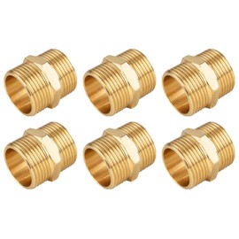 YRAKOZIN Pack of 6 Brass Double Nipples - 3/4 Inch AG, Male Thread Diameter 26.5 mm, Suitable for Drinking Water, Sanitary Fittings, Accessories for Water Hose