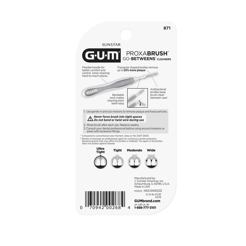 GUM Proxabrush Go-Betweens - Ultra Tight -Interdental Brushes - Soft