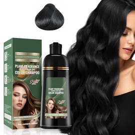 Shampoo para Canas 3 en 1, Shampoo Tinte Instantaneo Cubre Canas, Tinte Capilar de Acción Rápida, Suave y no Dañino, Ideal para Hombres y Mujeres, 500ml(Negro)