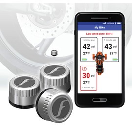 FOBO Bike 2 for Trike Smart Bluetooth TPMS Tire Pressure Monitoring Systems (Silver) Support Android, iOS and BRP Connect, 6 Level Alert