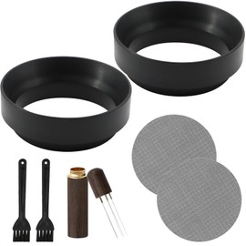 BORISCA 7 Pcs Magnetic Espresso Dosing Funnel with Filter, Brush, Cloth Powder Needle, Black Aluminum Alloy 58mm Espresso Dosing Funnel, Portafilter 58mm for Barista, Home, Cafe