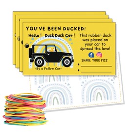 You've Been Ducked, Duck Tags, Duck Ducking Game Cards, Rainbow Card Design Ducking Card Tag, 50 Cards, 50 Rubber Bands(Yellow)