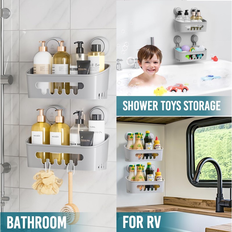 TAILI Shower Caddy Suction Cup 2 Pack Heavy Duty Bathroom
