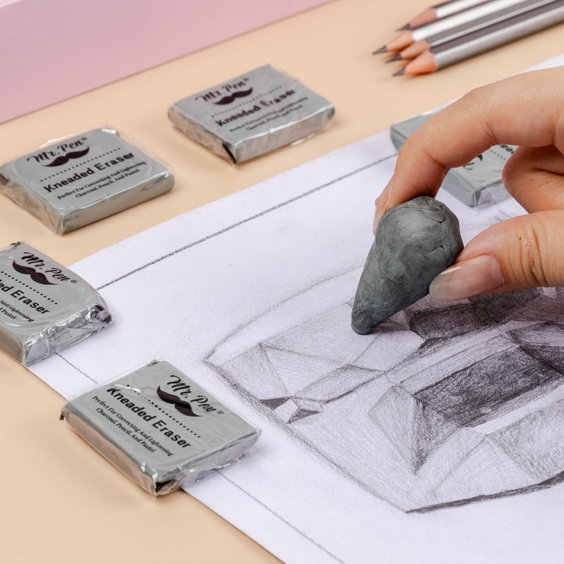 Mr. Pen- Kneaded Eraser, 6 Pack, Grey, Kneaded Erasers for