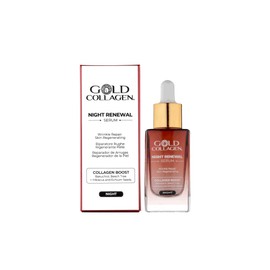 GOLD COLLAGEN Night Renewal - Face Serum for a Boost of Collagen & Elastin, Skin Regenerator & Natural Substitute for Retinol - Anti Aging Face Serum Against Fine Lines & Wrinkles - Alcohol Free 30 ml