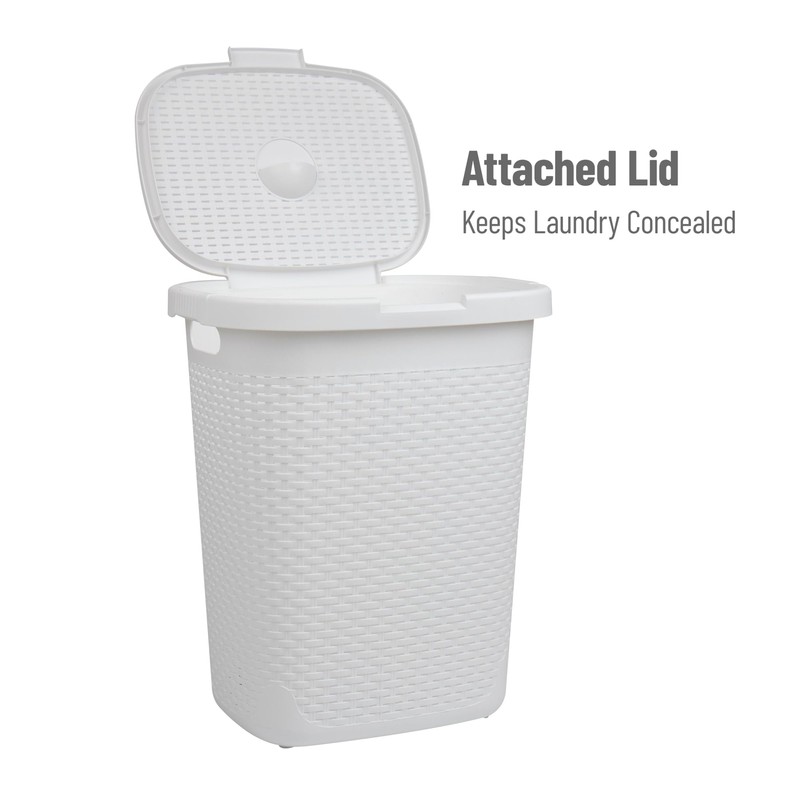 Mind Reader Slim Laundry Hamper with Lid, 50L Clothes Basket,