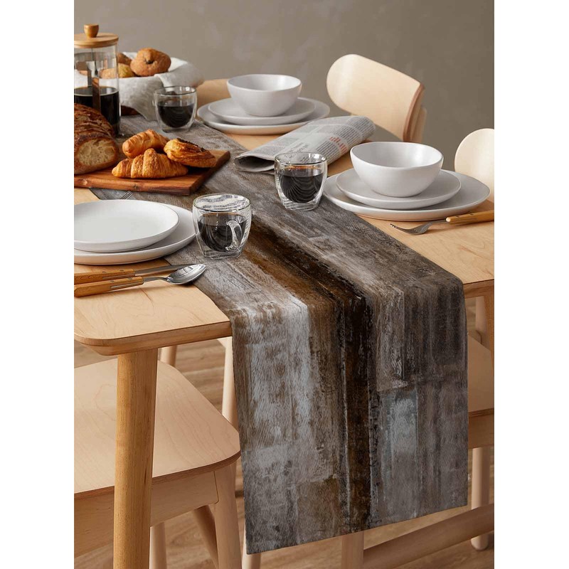 Dark Brown Table Runner - 72 Inch Long, Oil Modern