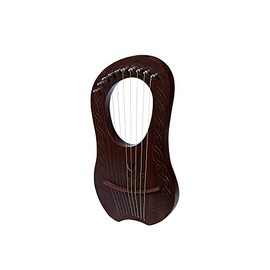 10 Strings Lyre Harp Brown Chain Celtic Design for Kids with Tuner, Strings for Beginners