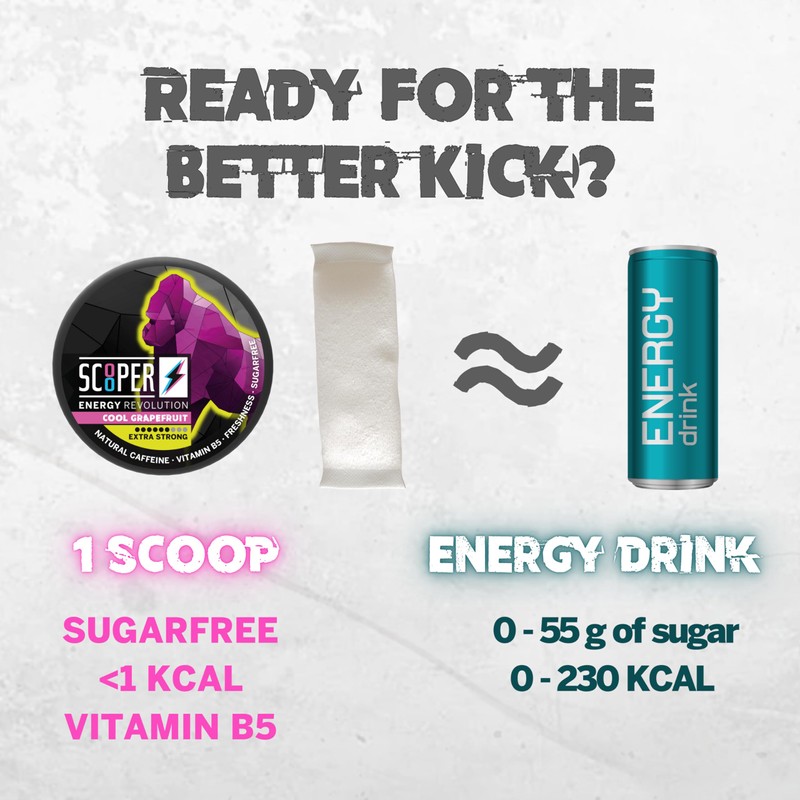 SCOOPER ENERGY Cool Grapefruit | Extra Strong 80mg Caffeine |