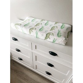 Alligator Fitted Changing Pad Cover, Made from Viscose from Bamboo and Spandex Material, Fits Standard Changing Pad, by Florida Kid Co.