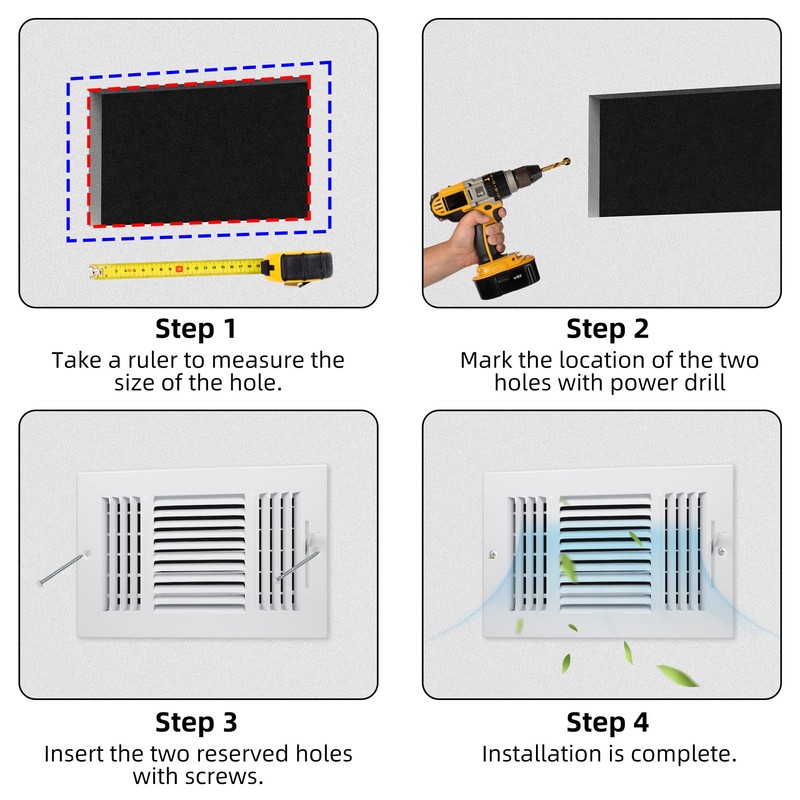 10 x 6 Inch (Duct Opening) 3-Way Vent Casing White