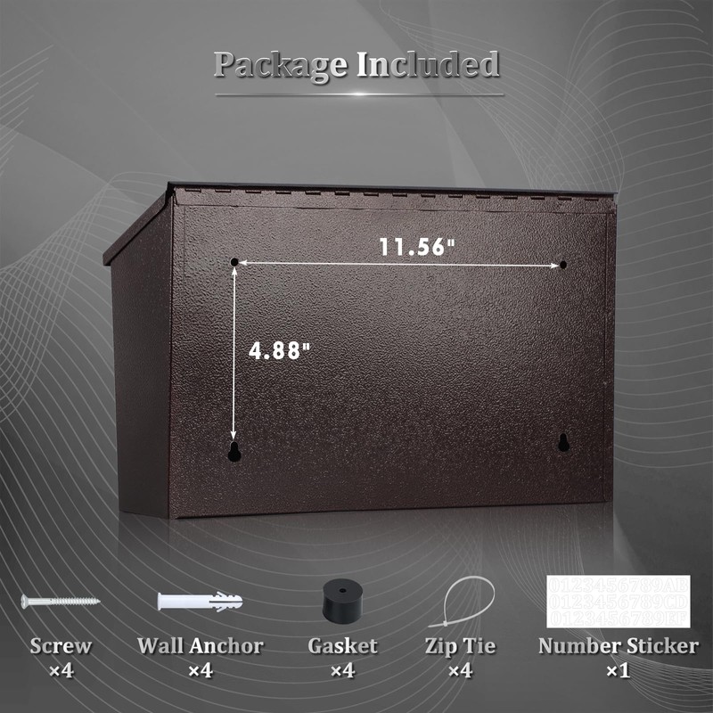 Dalmbox Wall-Mount Mailbox Large Mailbox for Post Rust-Proof Galvanized Steel