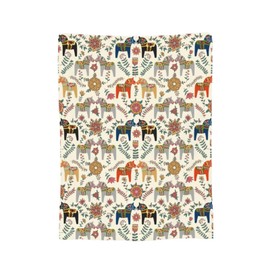 Swedish Dala Horses Throw Blanket Soft Fleece Blanket Men Women Gift for Kids Boys Girls for Party Couch Sofa Bed Deco Blankets 80x60 Inches