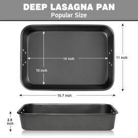 Tiawudi Lasagna Pan 15x10x3 Inch Baking Pan for Oven Nonstick Roasting Pan with Handl