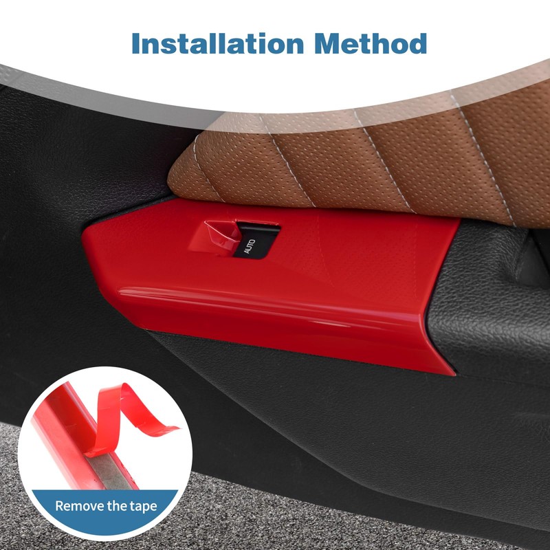PDKLIN for Mustang Power Window Switch Panel Cover Trim Red