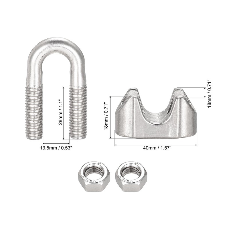 sourcing map Wire Rope Clip Clamp M12 316 Stainless Steel