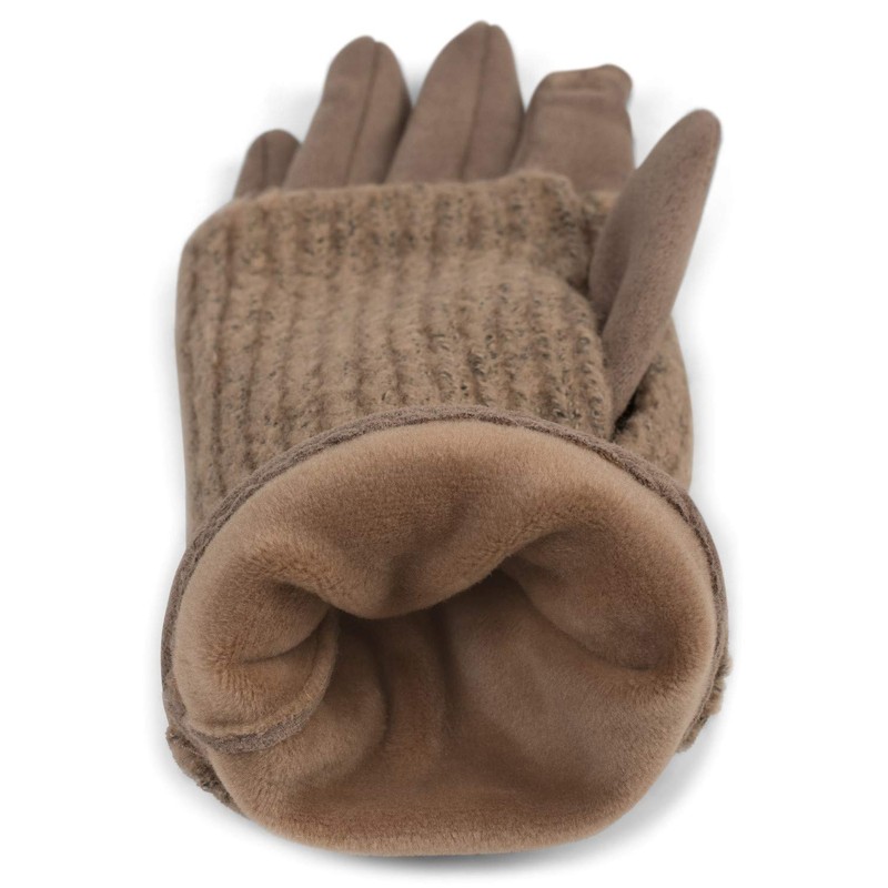 styleBreaker Women's Touchscreen Fabric Gloves with Removable Knitted Cuffs, Warm,