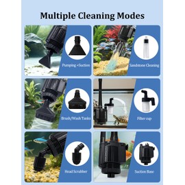 charmshine Electric Aquarium Gravel Cleaner [2025Edition] Removable Fish Tank Vacuum Water Changer Gravel Cleaner for Aquarium Freshwater Saltwater Tanks (with Filter Cup and Hose Clamp)