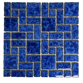 T‎PACFD-RDM-PL Ultramarine Blue Random Sized Wavy Edges Porcelain Glazed Pool Mosaic Floor and Wall Tile for Backsplash, Kitchen, Bathroom, Swimming Pool (Sample Swatch)