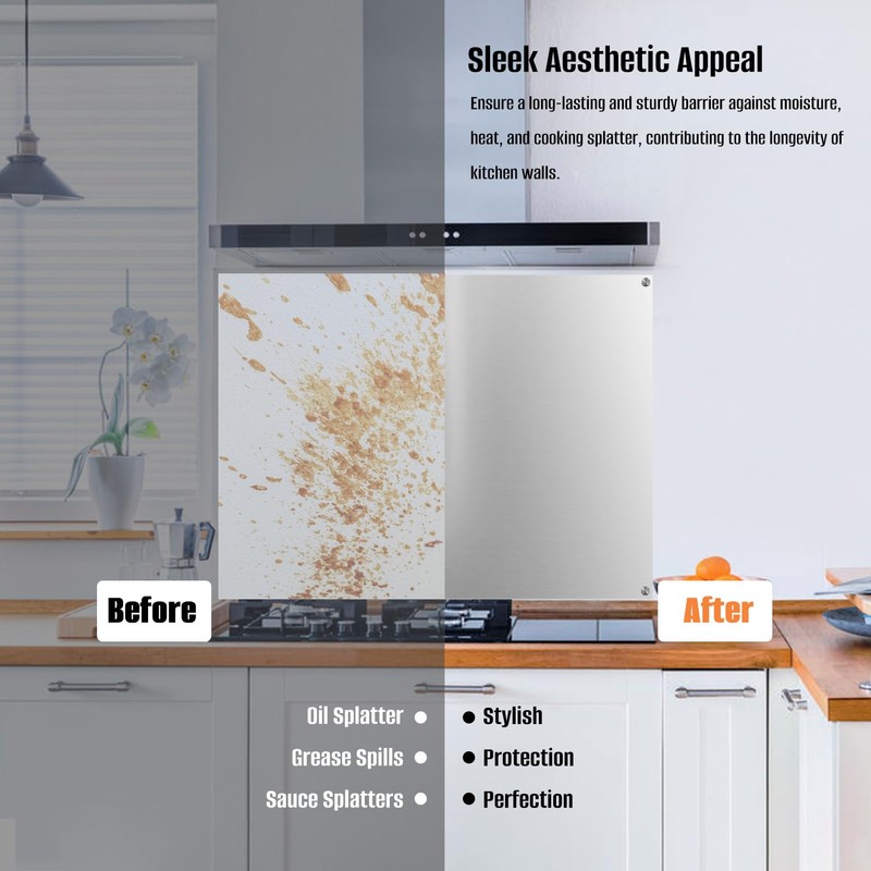 24" By 30" Stainless Steel Stove Backsplash, Reversible Ultra Flat
