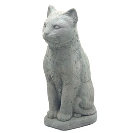 Vintage Sitting Cat: Solid Durable Stone Statue with Distressed Texture. Perfect Home Design & Sealed for Outdoor Use. Handcrafted USA. (Antique/Gray)
