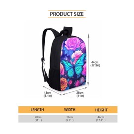 Upetstory Butterfly Backpack School Bag with Lunch Bag for Girls Kids School Backpack Pencil Case Water Bottle Sleeve Elementary Preschool Primary Bookbag Schoolbag Rucksack 4 in 1