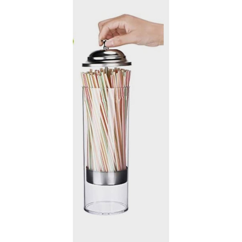 Straw Dispenser for Pencils with Stainless Steel Lid, Clear Acrylic
