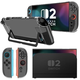 Gosento For Switch 2 Case, Partition Design Crystal Clear Transparent TPU Material Switch2 Protective Cover (Clear)