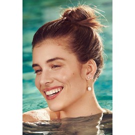 Pernille Corydon Women's Mini Hoop Earrings Gold with Pearl - Small Pearl Earrings Lagoon Creoles Silver 925 Gold-Plated - E114g, Gold Plated, Corydon, pearl